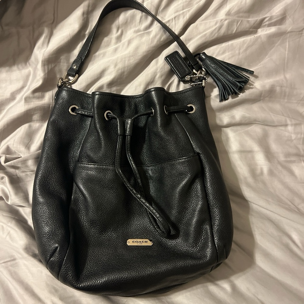 Coach Avery Genuine Pebbled Leather Drawstring Purse